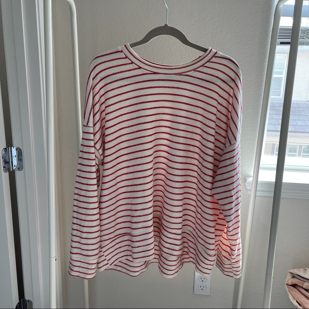 Aerie Red and White Stripped Shirt